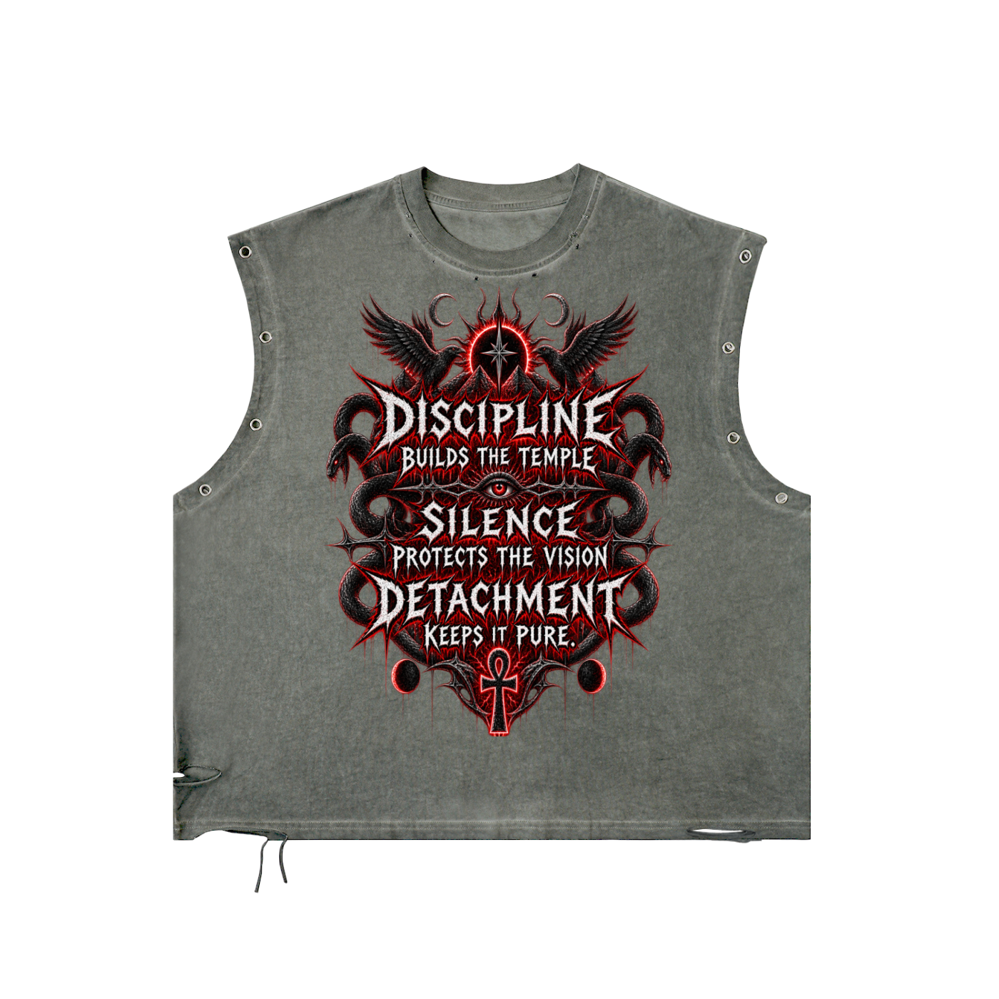 Stoic Distressed Grommet Eyelet Tank Top