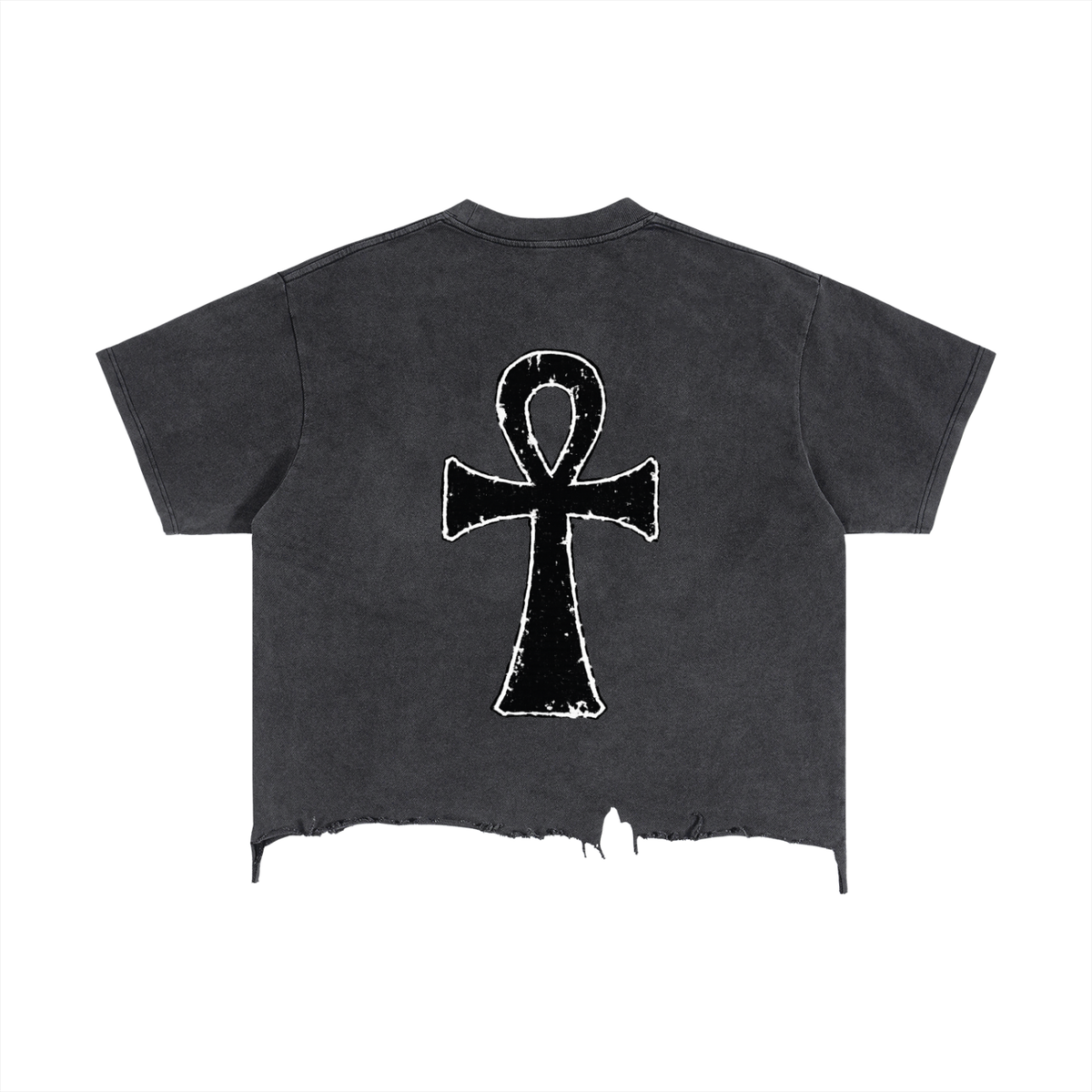 EYE Ankh Vintage Wash Boxy Distressed Hem T-Shirt