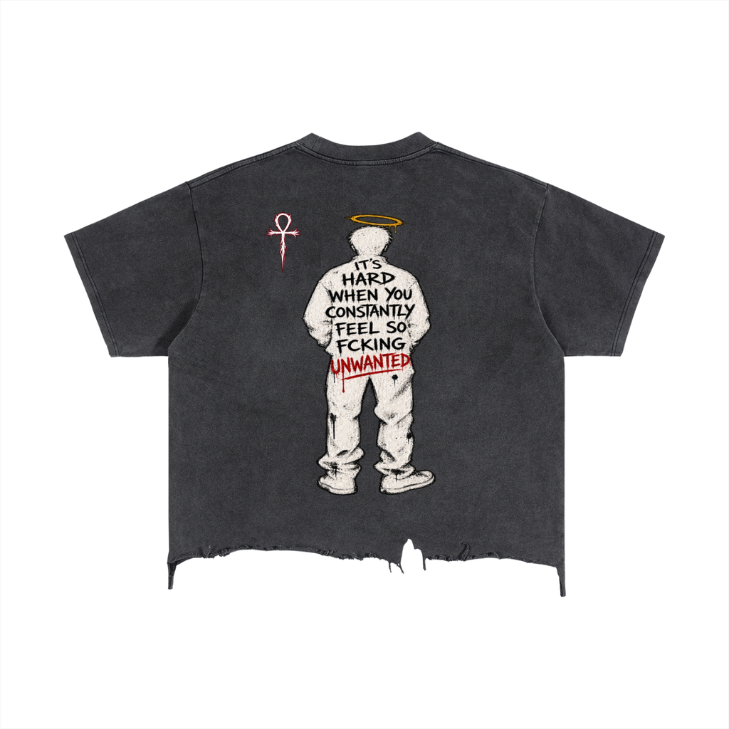 Vintage Wash Boxy Distressed Hem T-Shirt