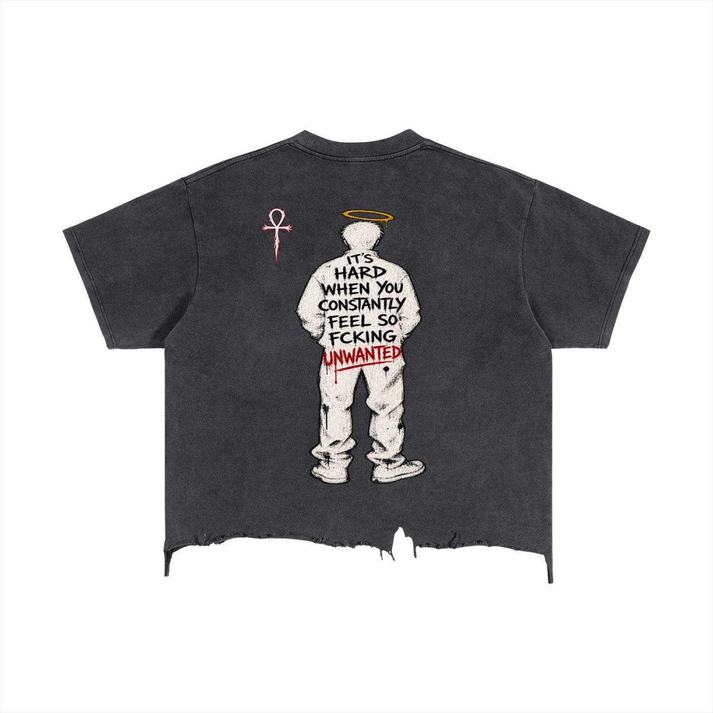 Vintage Wash Boxy Distressed Hem T-Shirt