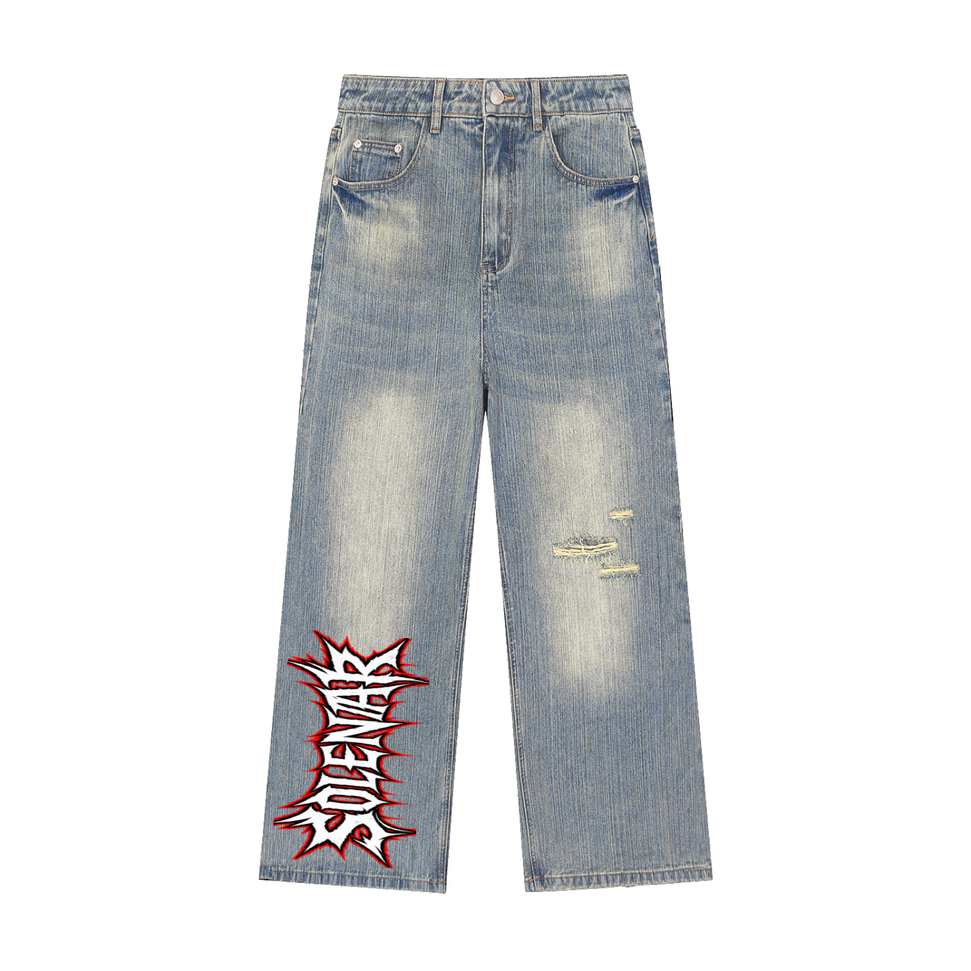 Vintage Wash Distressed Denim Jeans
