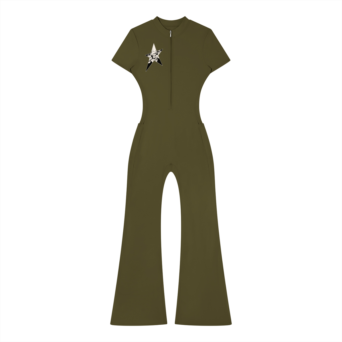 Women’s Tight Flared Leg Quarter-Zip Jumpsuit