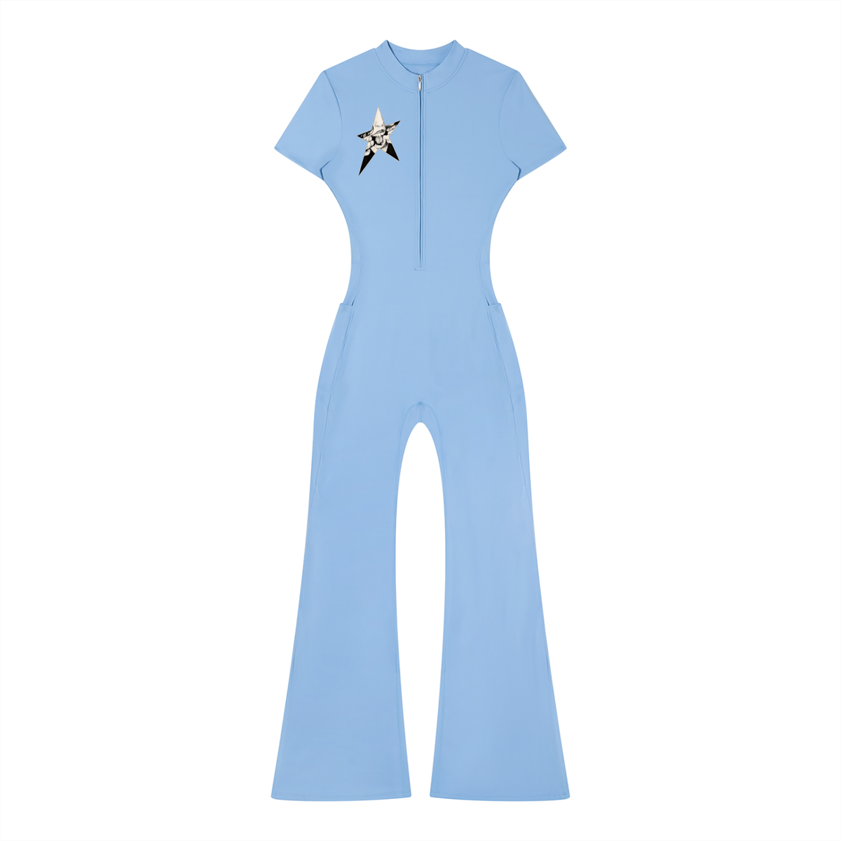 Women’s Tight Flared Leg Quarter-Zip Jumpsuit
