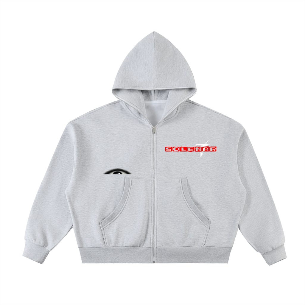 Fleeced Full-Zip Boxy Hoodie
