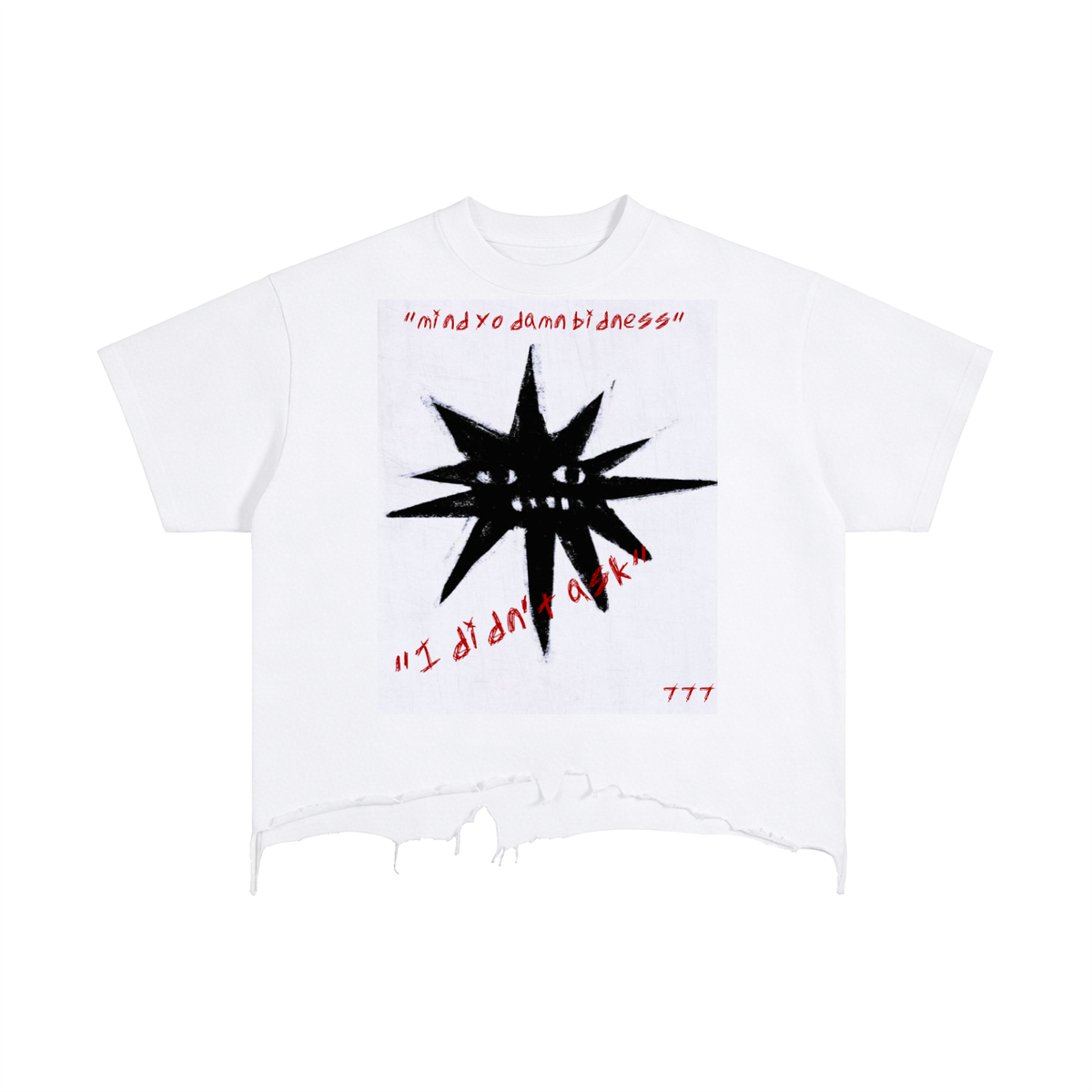 Black Star Distressed Hem T-Shirt