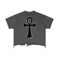 Ankh Vintage Wash Boxy Distressed Hem T-Shirt