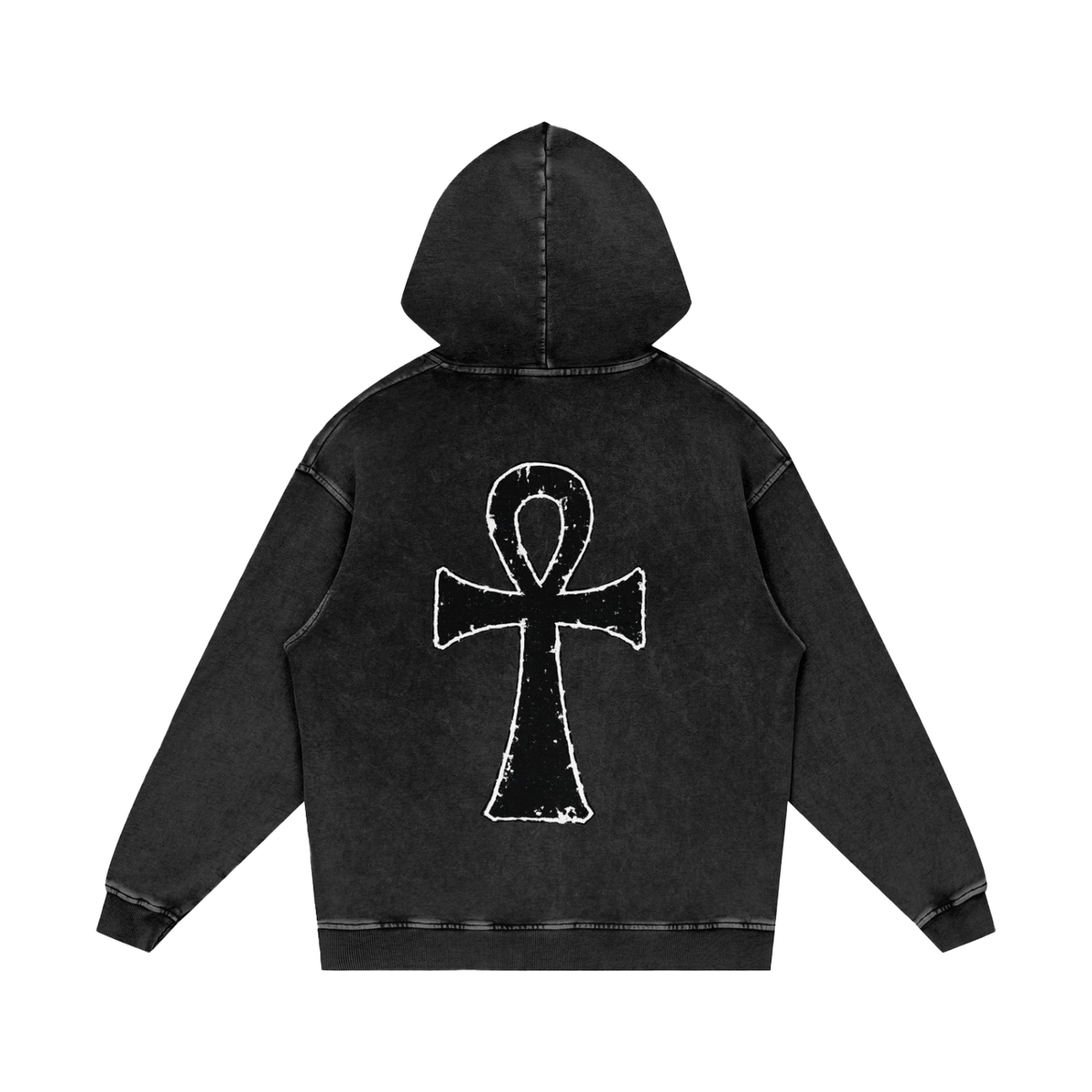 EYE Ankh Snow Washed Loose Cotton Hoodie