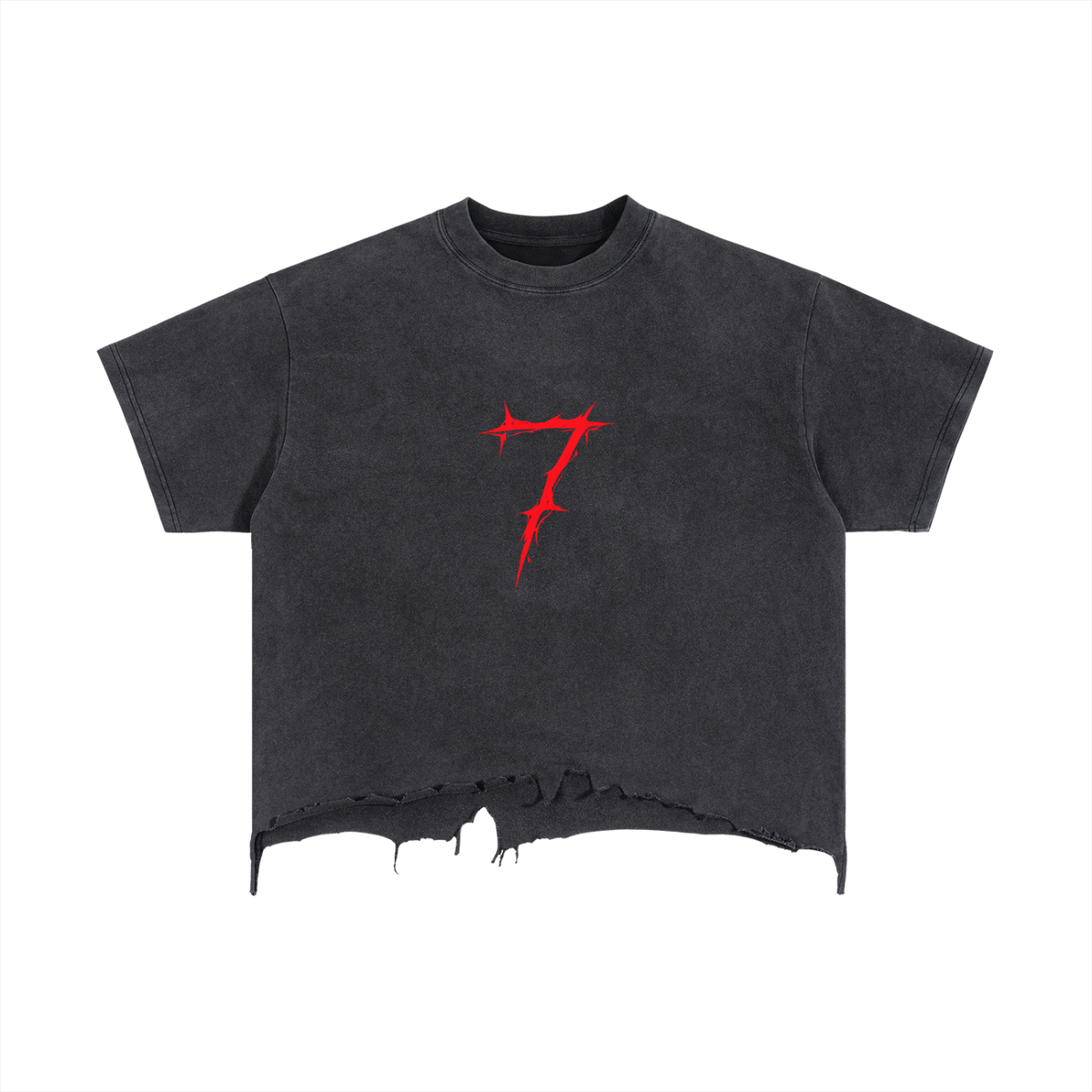 Vintage Wash Boxy Distressed Hem T-Shirt