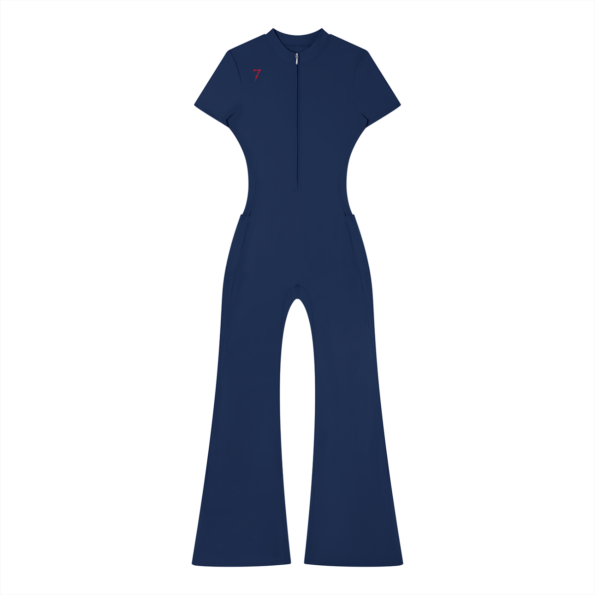 Women’s Tight Flared Leg Quarter-Zip Jumpsuit