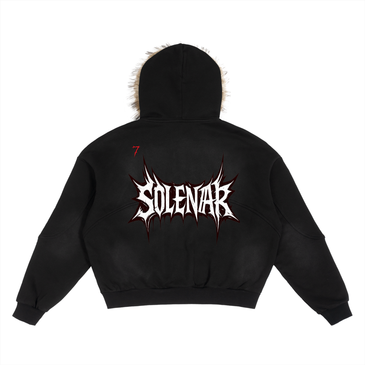 Sun Fade Boxy Detachable Fur Hoodie