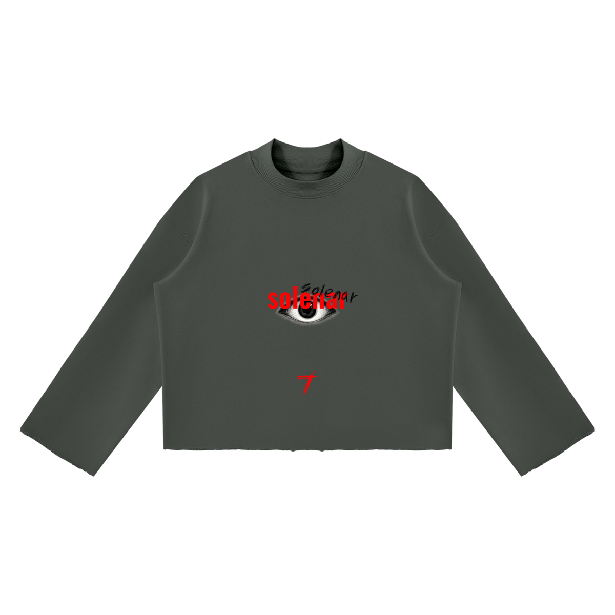 EYE Ankh Unisex Mock Neck Raw Edge Boxy Sweatshirt