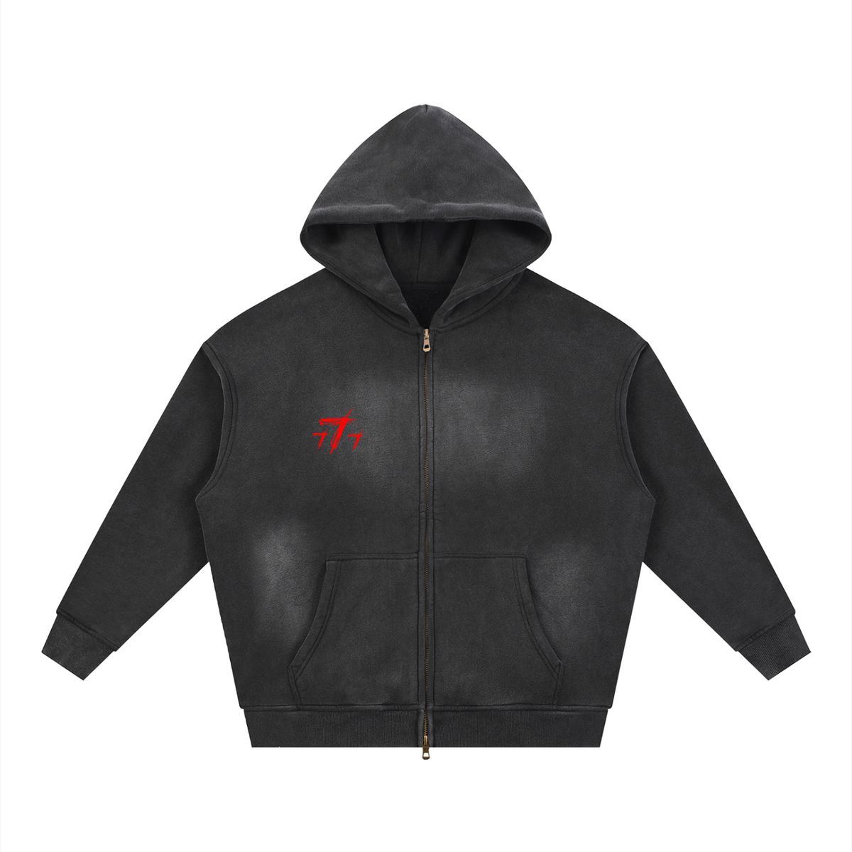 Sunfade Two-way Zipper Boxy Fleece Hoodie