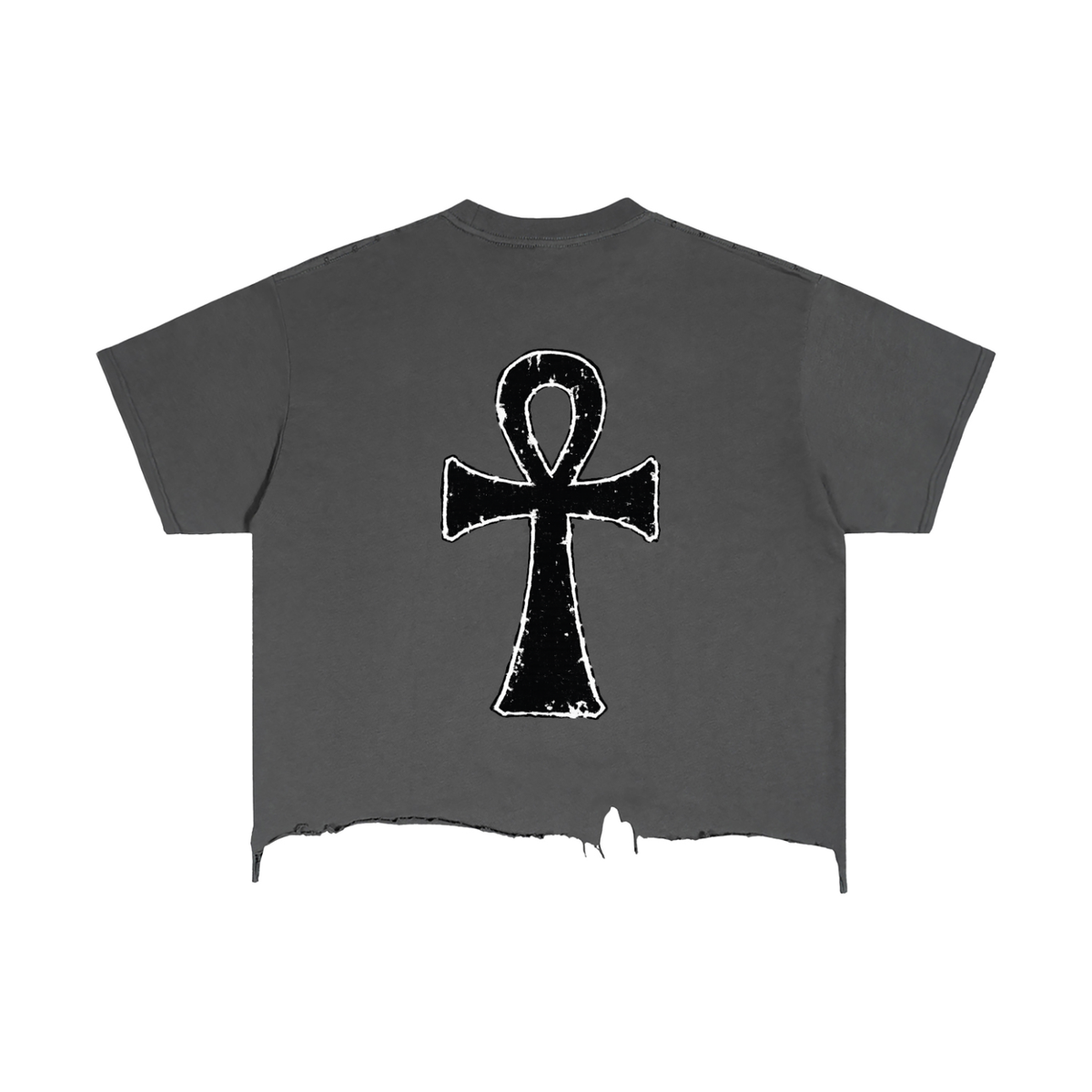 EYE Ankh Vintage Wash Boxy Distressed Hem T-Shirt