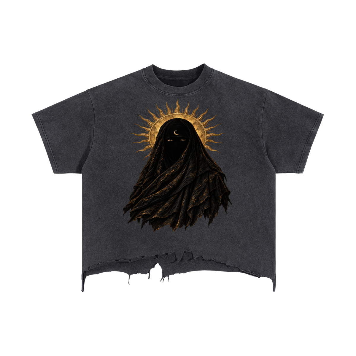 Vintage Wash Boxy Distressed Hem T-Shirt