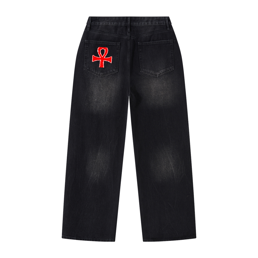 Men's Vintage Wash Wide Leg Jeans