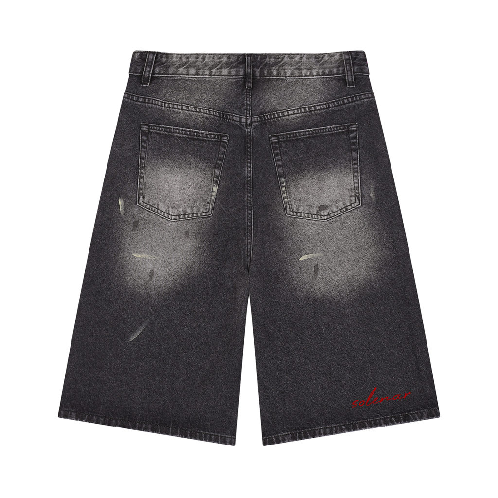 Men’s Vintage Wash Wide Leg Denim Shorts