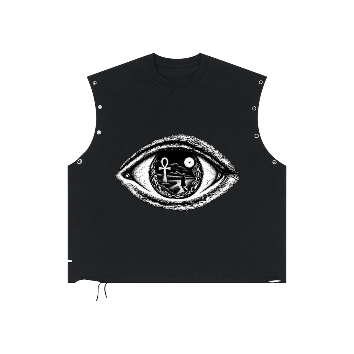 Distressed Grommet Eyelet Tank Top