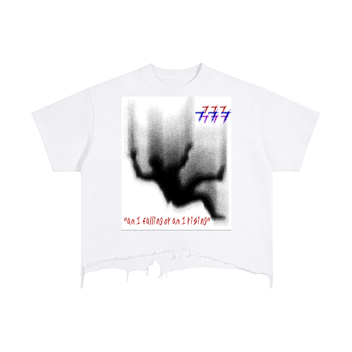 Falling Distressed Hem T-Shirt