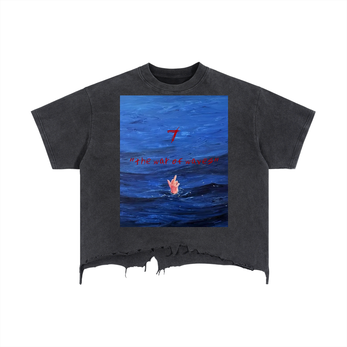 War With Waves Distressed Hem T-Shirt