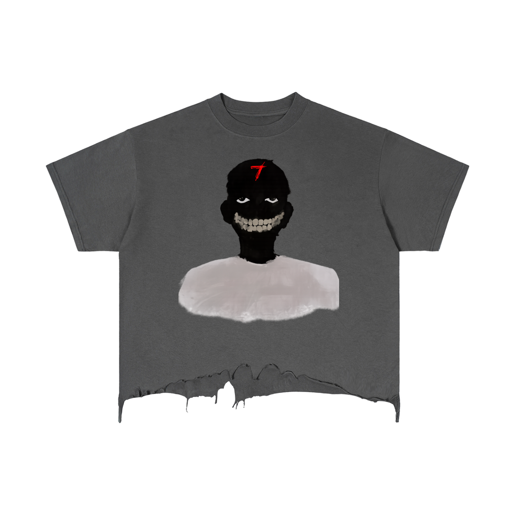 Smile Vintage Wash Boxy Distressed Hem T-Shirt