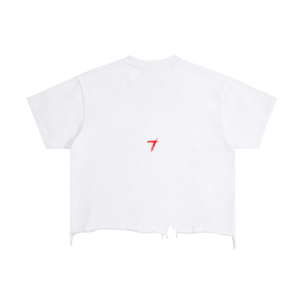 Hands Face Vintage Wash Boxy Distressed Hem T-Shirt