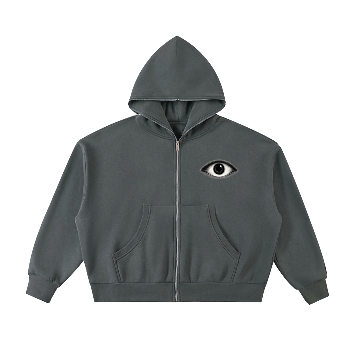 EYE Fleeced Full-Zip Boxy Hoodie