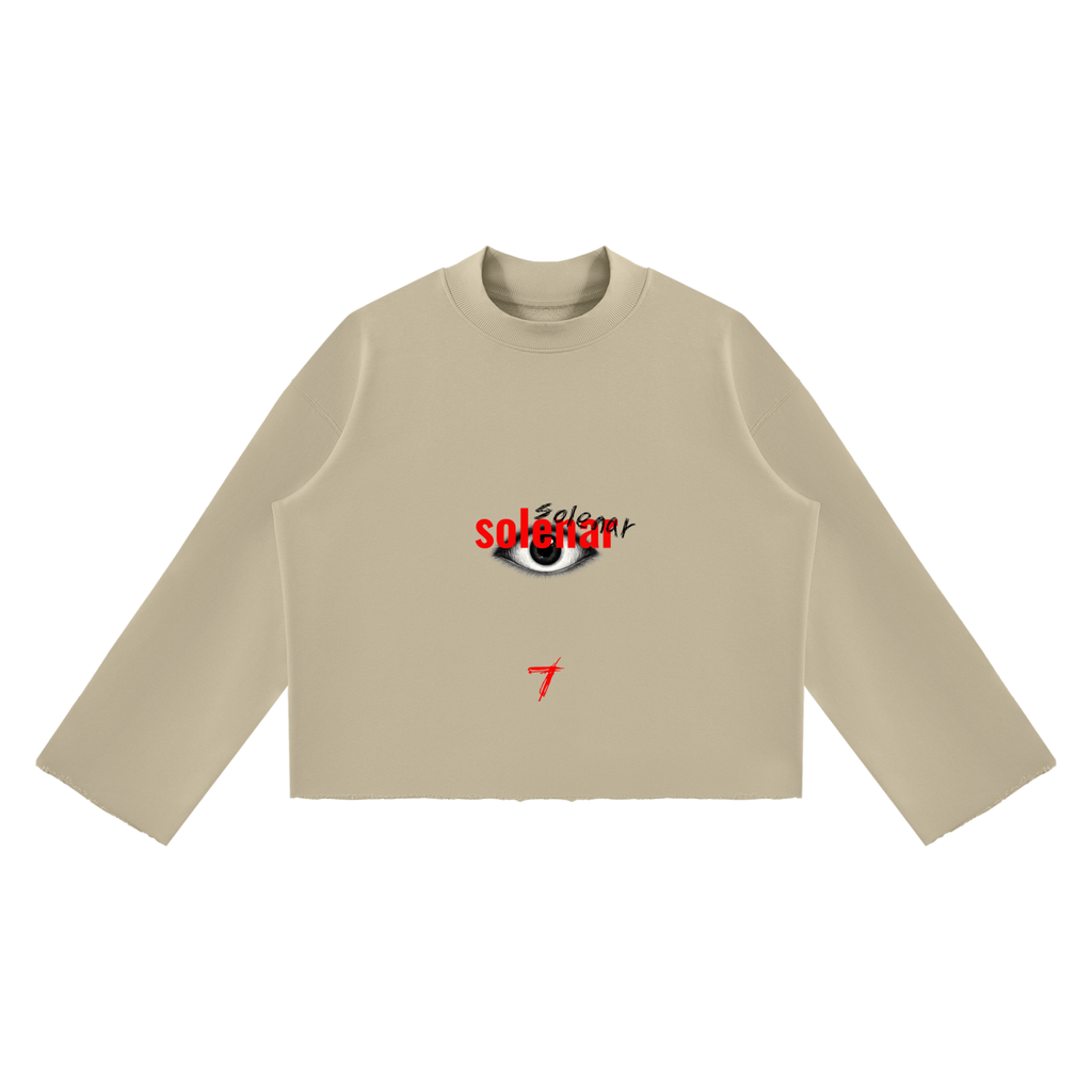 EYE Ankh Unisex Mock Neck Raw Edge Boxy Sweatshirt