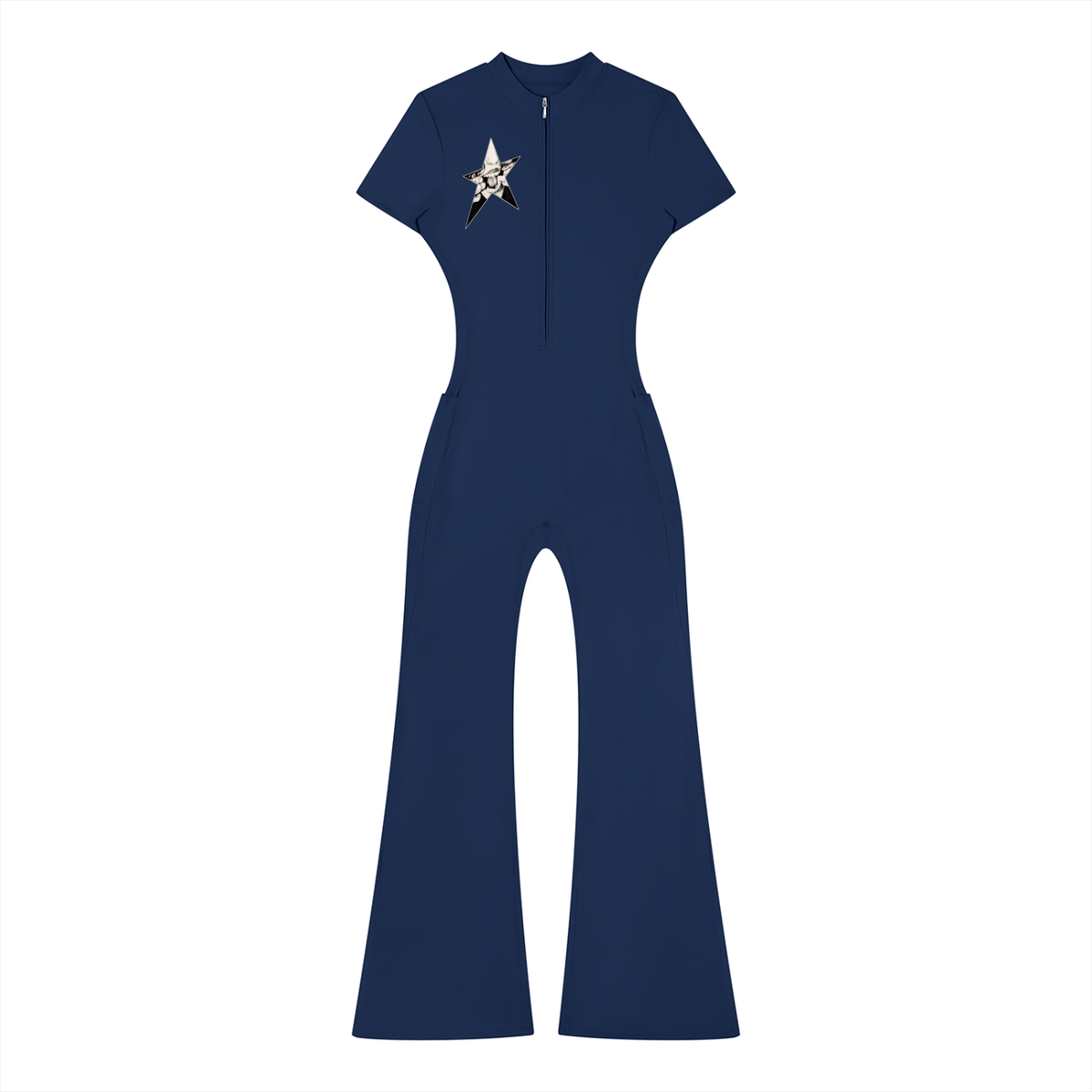 Women’s Tight Flared Leg Quarter-Zip Jumpsuit