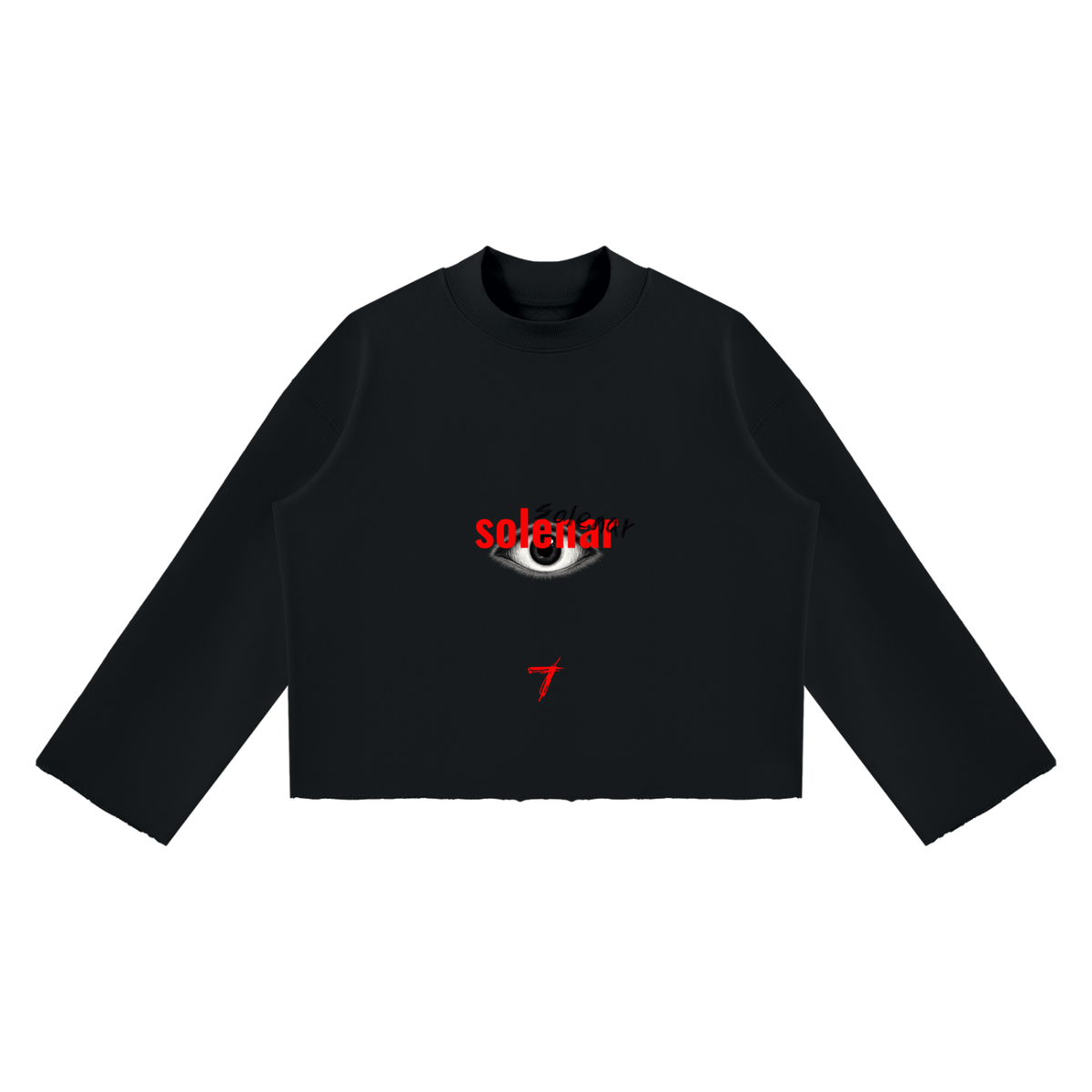 EYE Ankh Unisex Mock Neck Raw Edge Boxy Sweatshirt