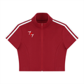 Women's Cropped Full Zip Short Sleeve T-Shirt