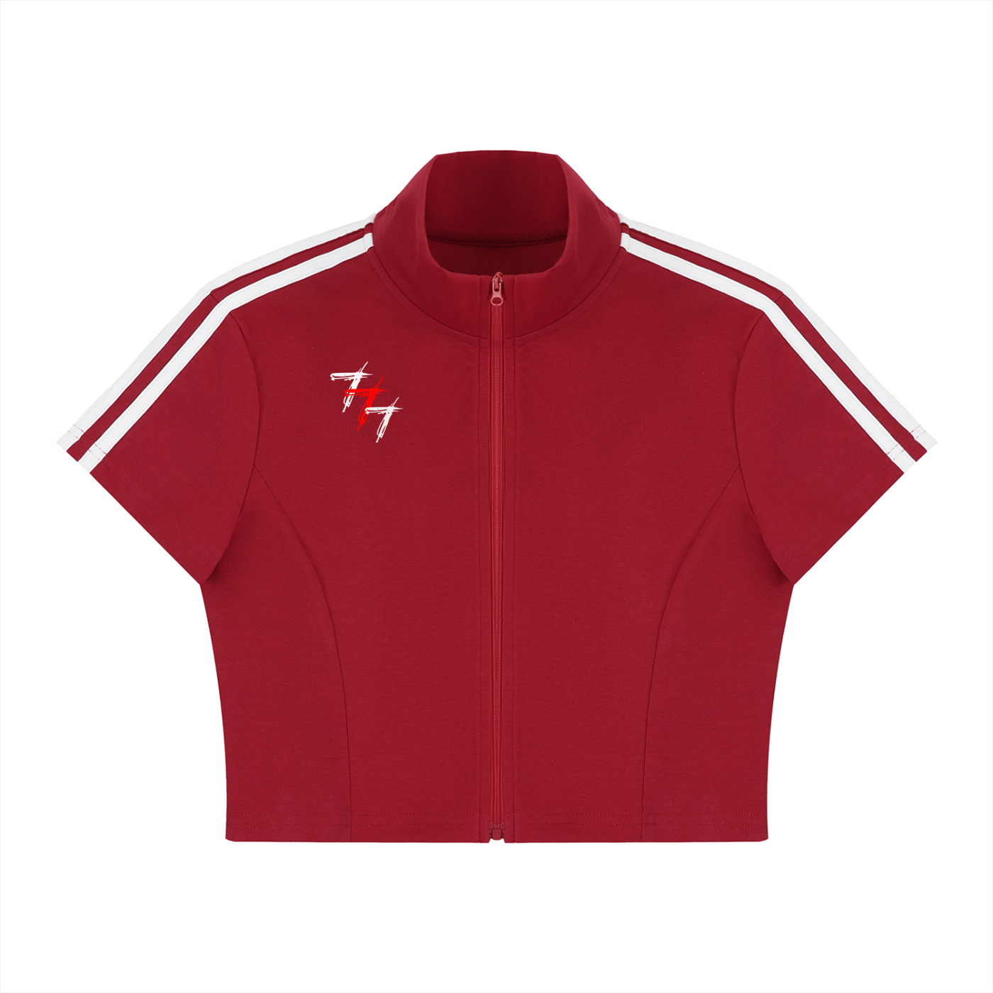 Women's Cropped Full Zip Short Sleeve T-Shirt