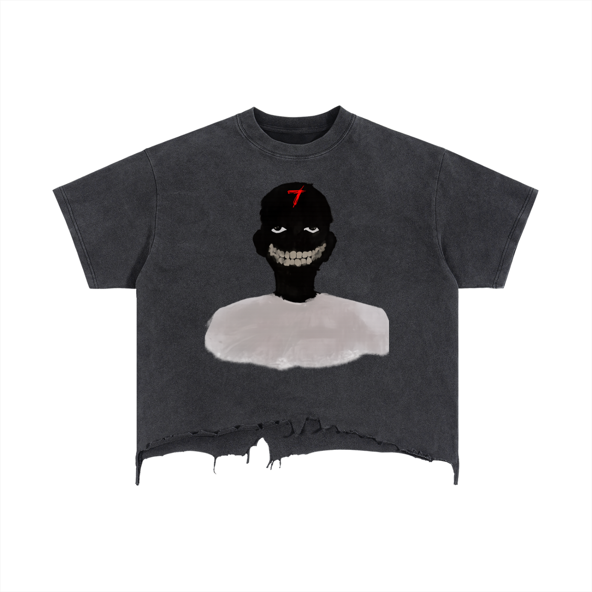 Smile Vintage Wash Boxy Distressed Hem T-Shirt