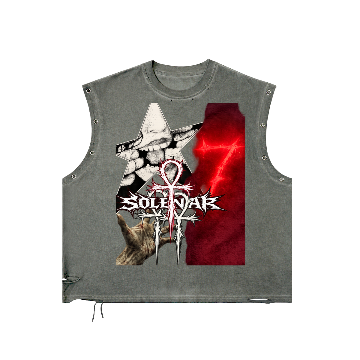 Distressed Grommet Eyelet Tank Top