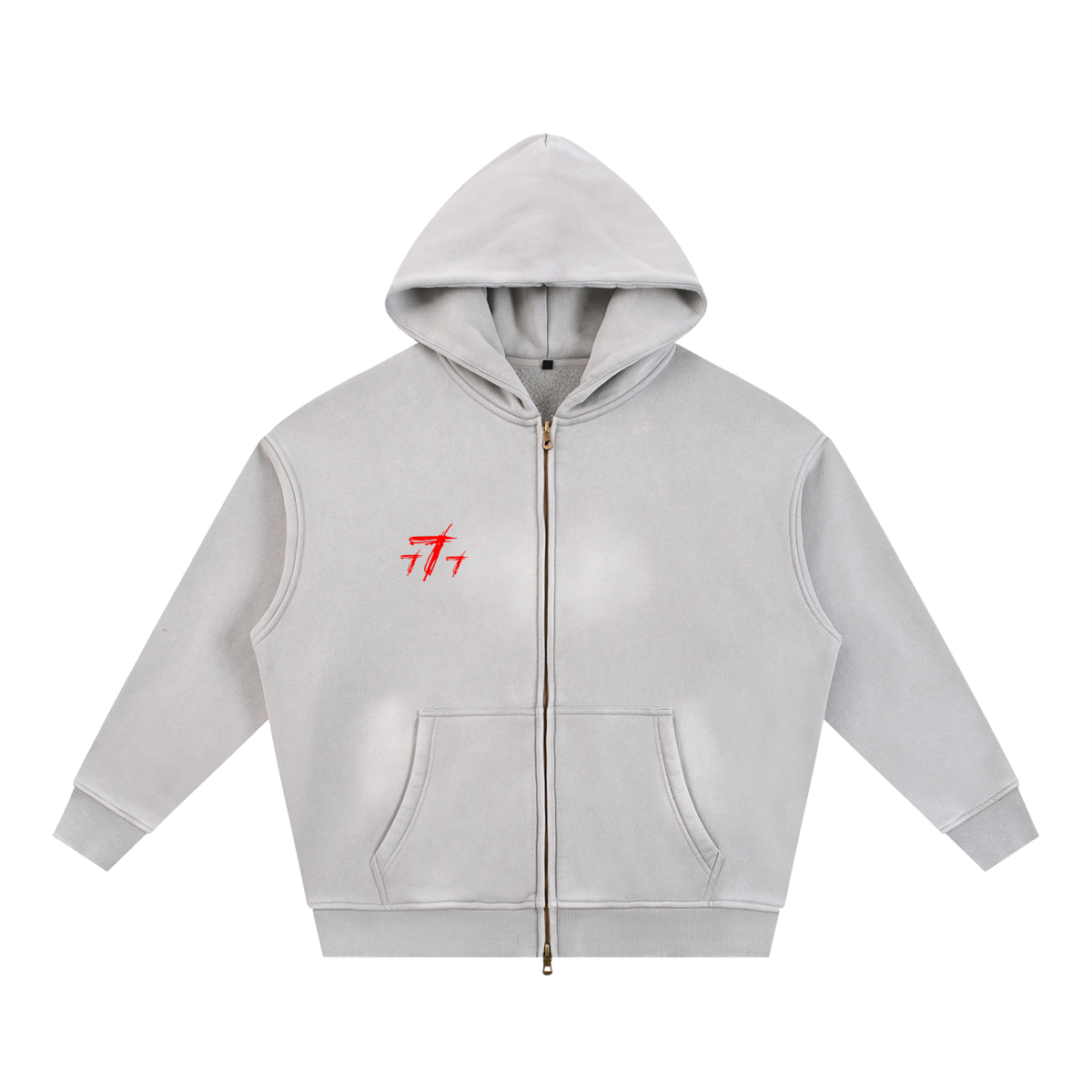 Sunfade Two-way Zipper Boxy Fleece Hoodie