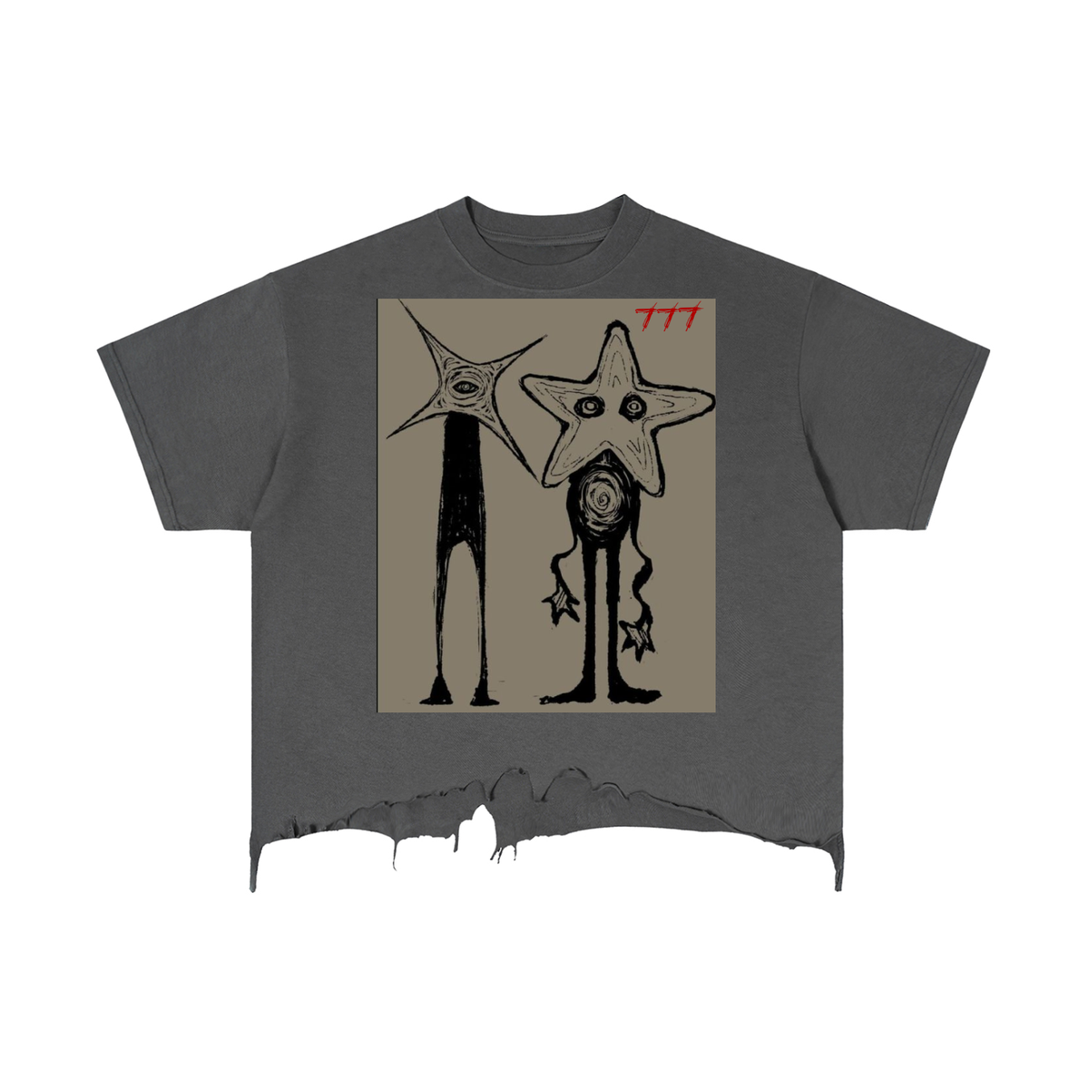 Melted Star Distressed Hem T-Shirt