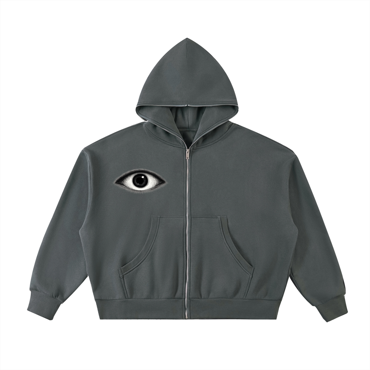 EYE Fleeced Full-Zip Boxy Hoodie