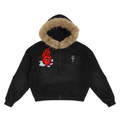 Sun Fade Boxy Detachable Fur Hoodie
