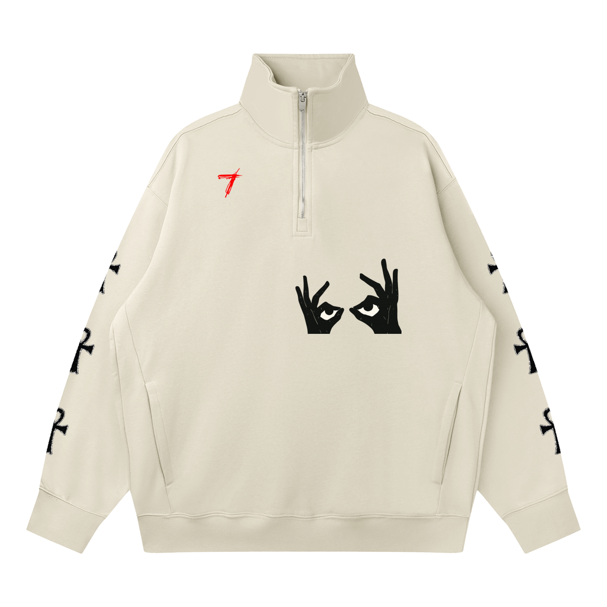 2 eyes Quarter-Zip Drop Shoulder Sweatshirt