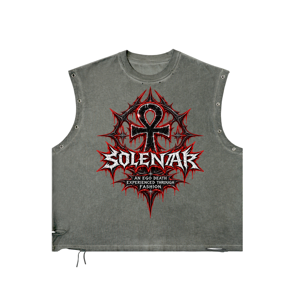 Stoic Distressed Grommet Eyelet Tank Top