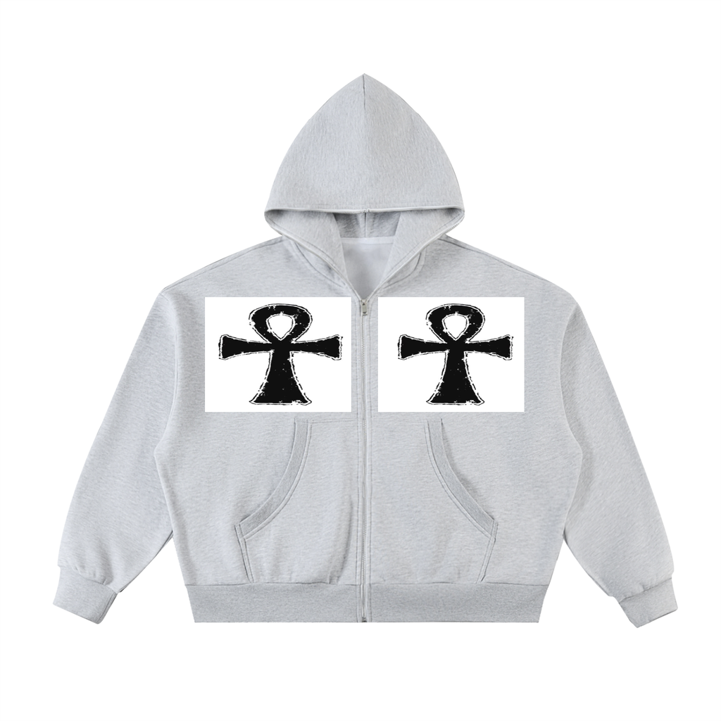 Ankh Full-Zip Boxy Hoodie
