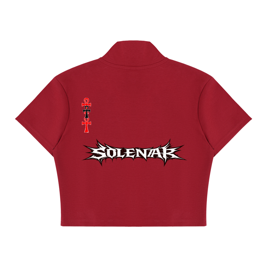 Women's Cropped Full Zip Short Sleeve T-Shirt