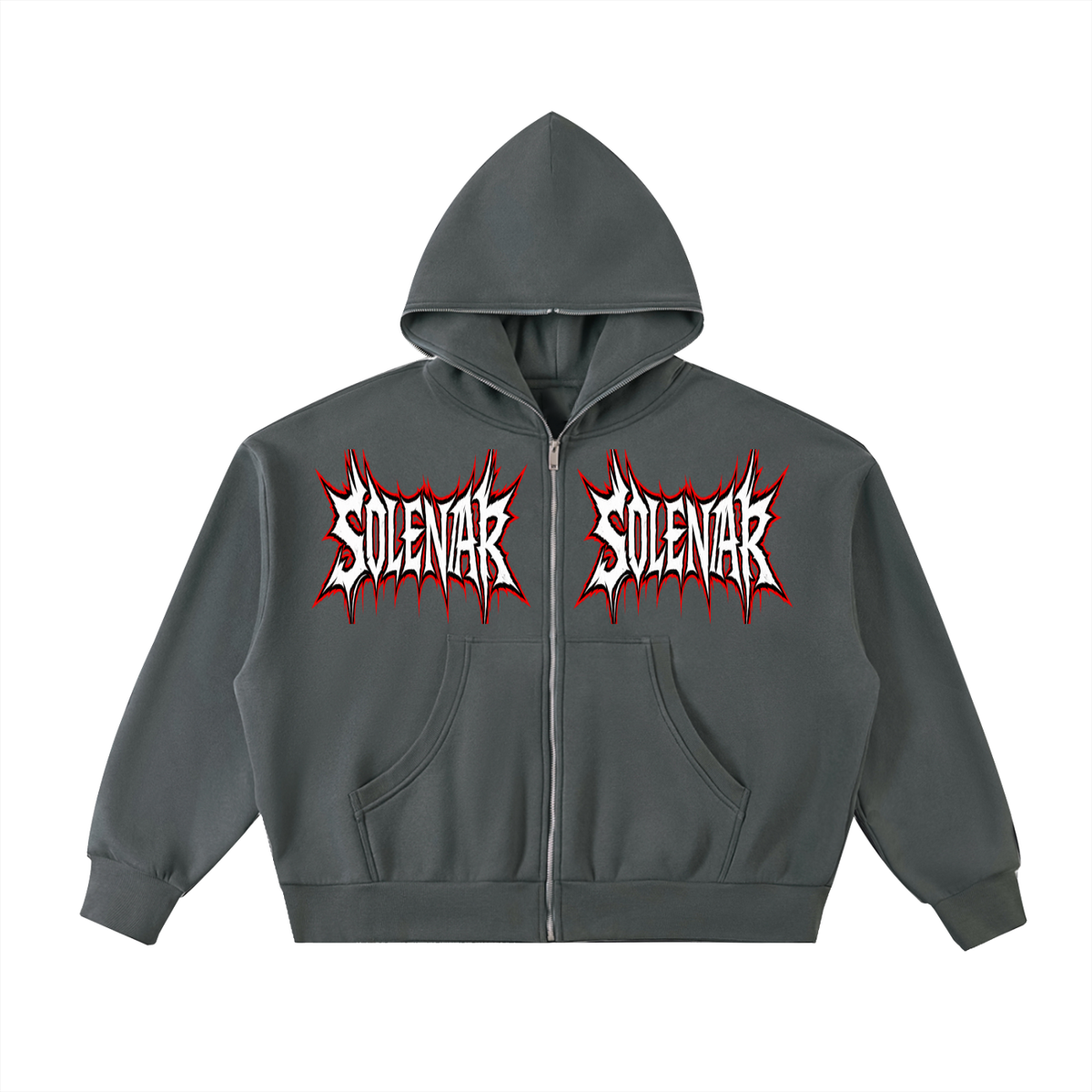 Fleeced Full-Zip Boxy Hoodie