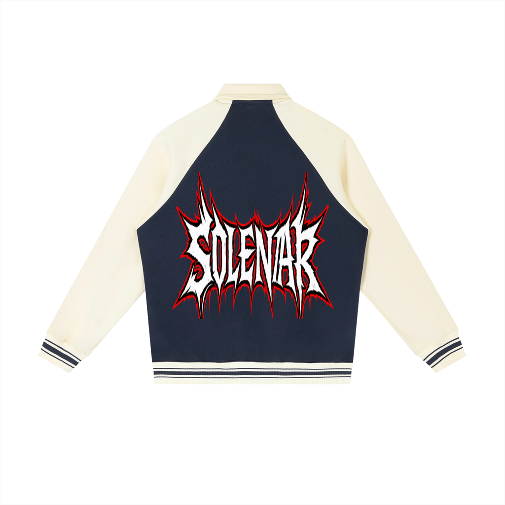 Contrast Raglan Sleeve Baseball Jacket