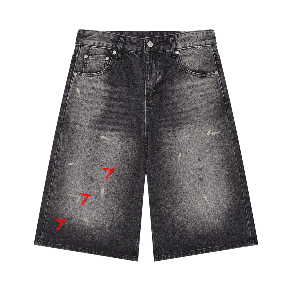 Men’s Vintage Wash Wide Leg Denim Shorts