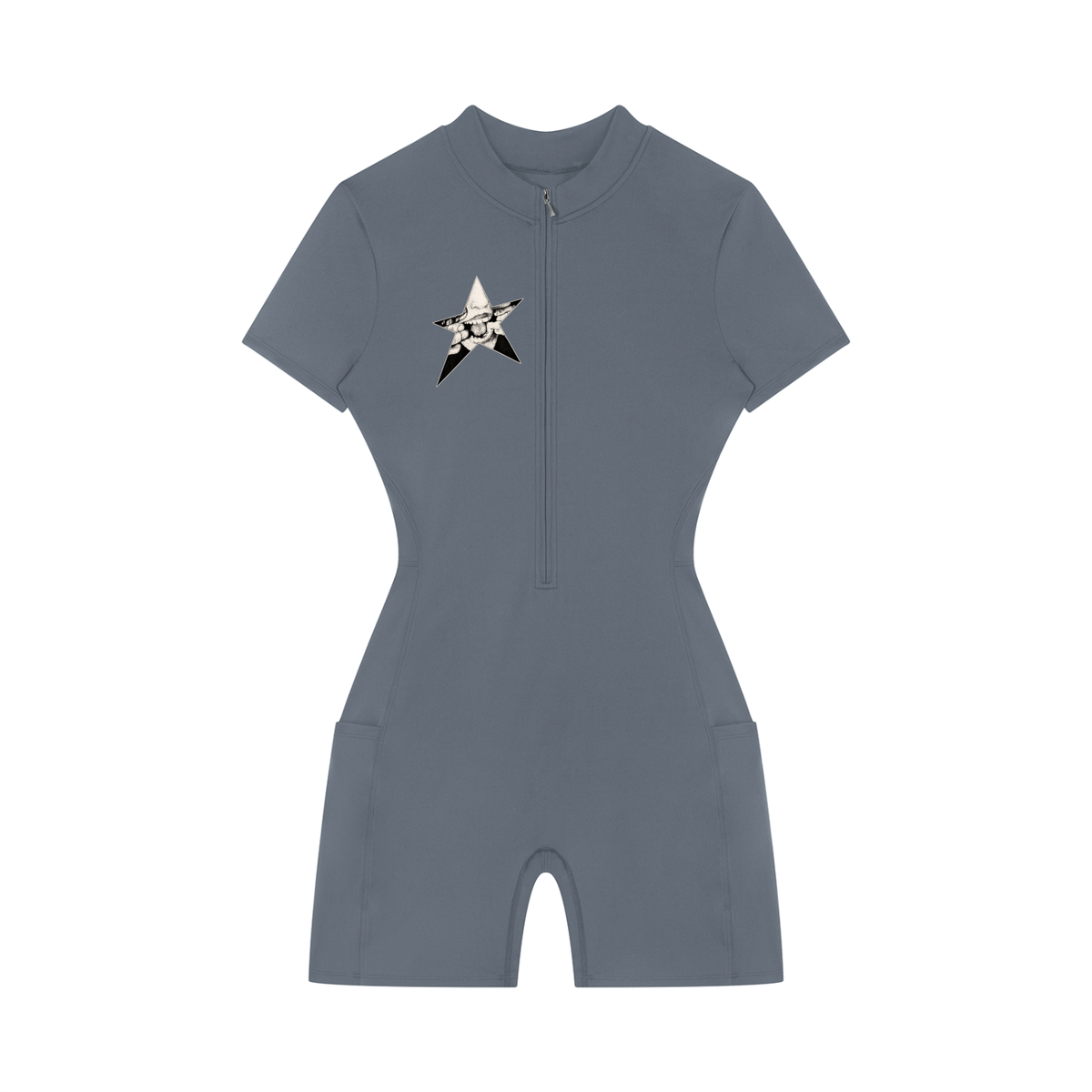 Women's Quarter-Zip Short Sleeve Romper