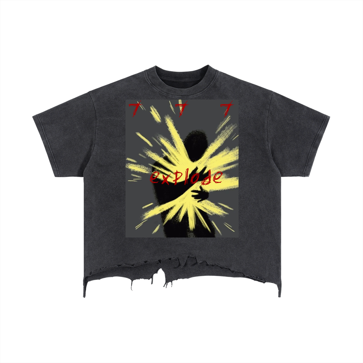Explode Distressed Hem T-Shirt