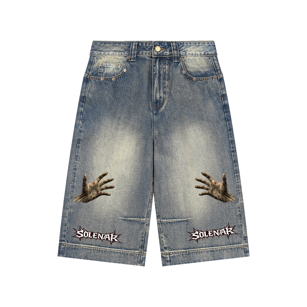 Vintage Wash Baggy Denim Shorts
