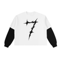 7 Layered Contrast Sleeve Cotton T-Shirt