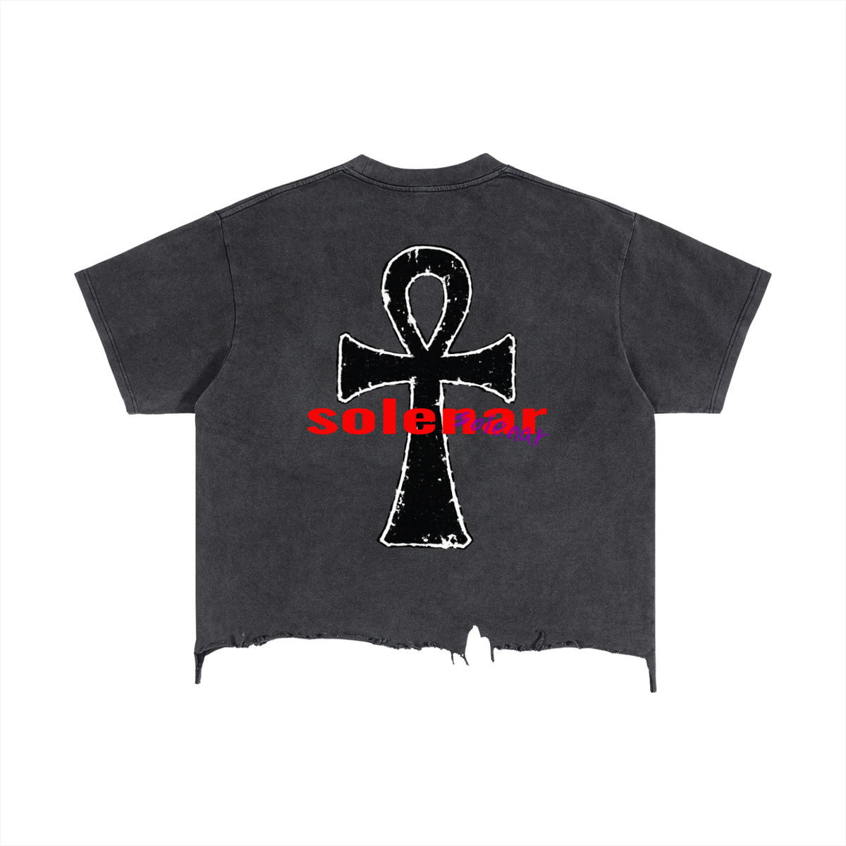 2 eyes Vintage Wash Boxy Distressed Hem T-Shirt