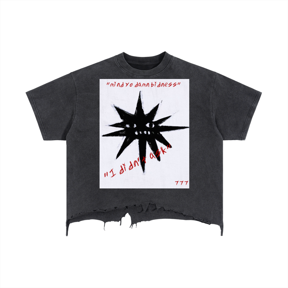 Black Star Distressed Hem T-Shirt